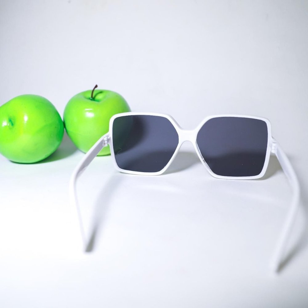 Womens Oversized Square White frame Sunglasses Colorful Frame White Grey